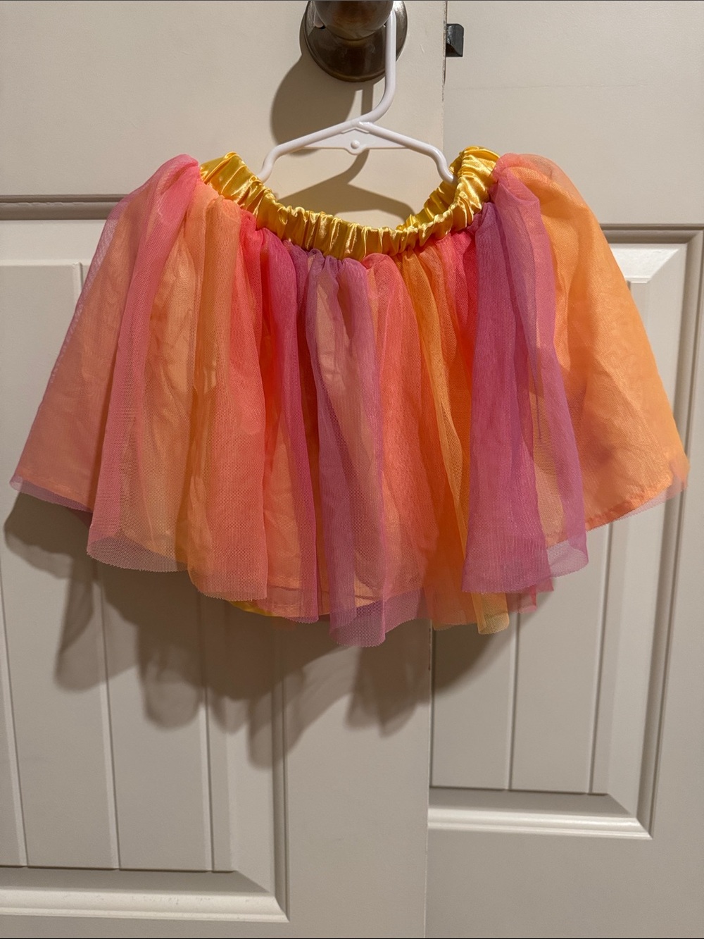 Old Navy Pink Orange Yellow Tulle Skirt with Gold Waistband